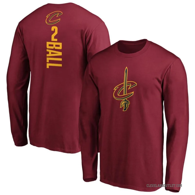 Lonzo Ball Men's Cleveland Cavaliers Maroon Backer Long Sleeve T-Shirt