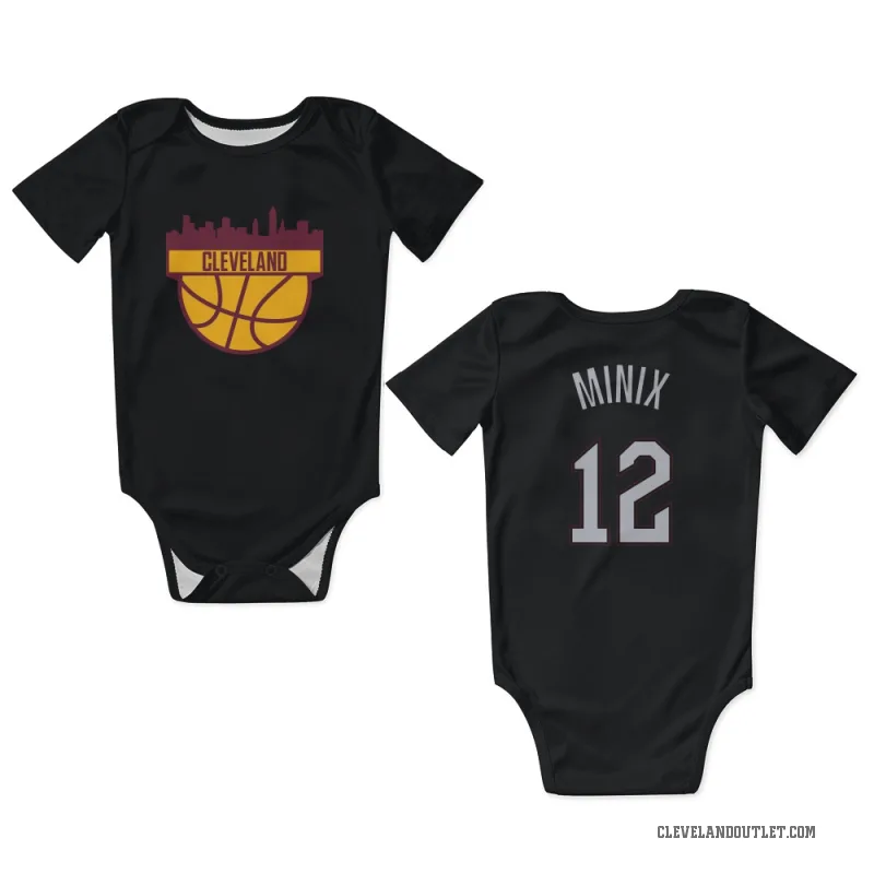 Riley Minix  Black White Cleveland Cavaliers  Newborn & Infant Bodysuit